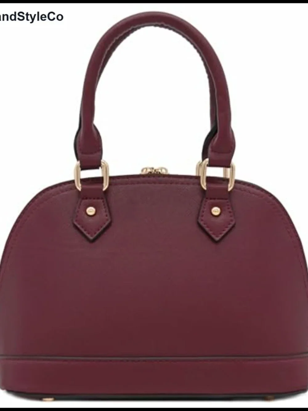 Faux Saffiano Leather Dome Satchel Purse Handbag